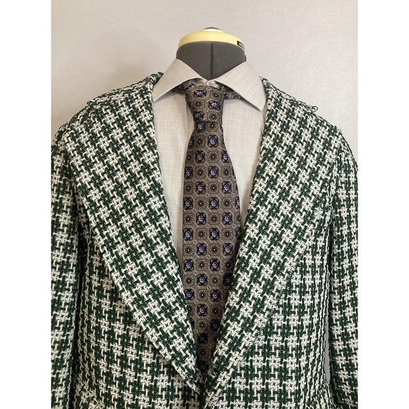 Unbranded Other - Vintage Mens Linen Sport Coat Blazer Suit Jacket 40R 44" Green White 2 Button